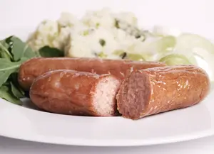 Sausages with salad garnish