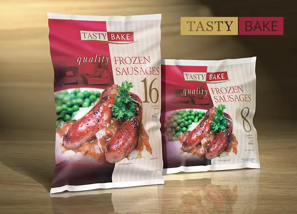 Frozen sausages packaged in different sizes
